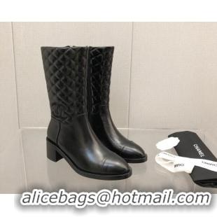 Low Price Chanel Leather Short Boots 4.5cm 111112 Black