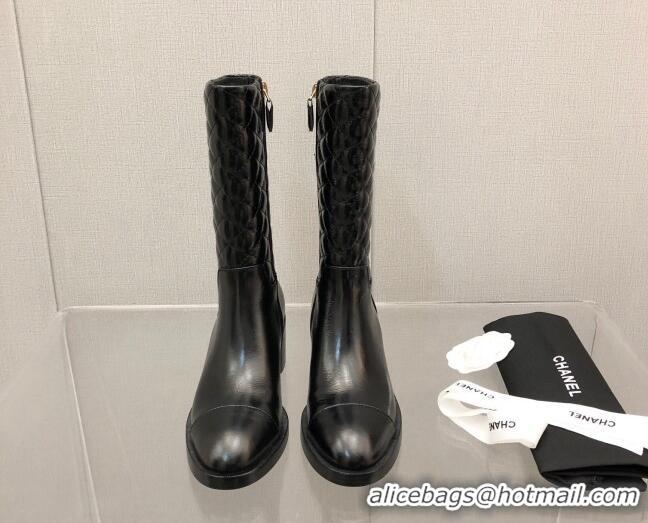 Low Price Chanel Leather Short Boots 4.5cm 111112 Black