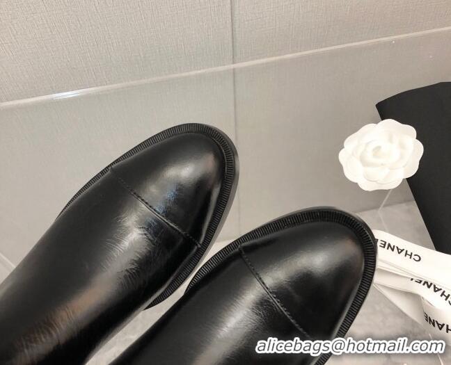 Low Price Chanel Leather Short Boots 4.5cm 111112 Black