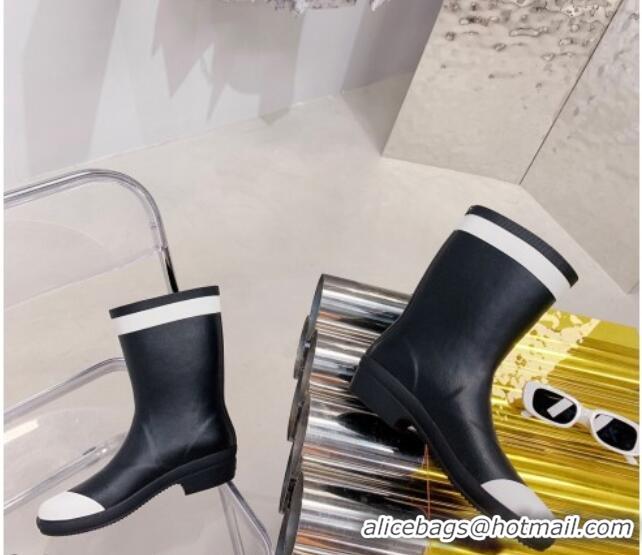 Best Luxury Chanel Rain Short Boots G38355 Black/White