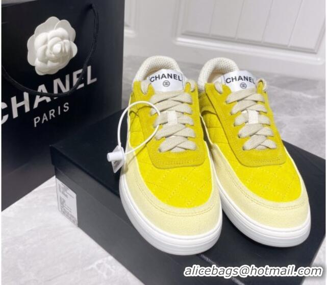 New Style Chanel Suede Sneakers 111701 Yellow