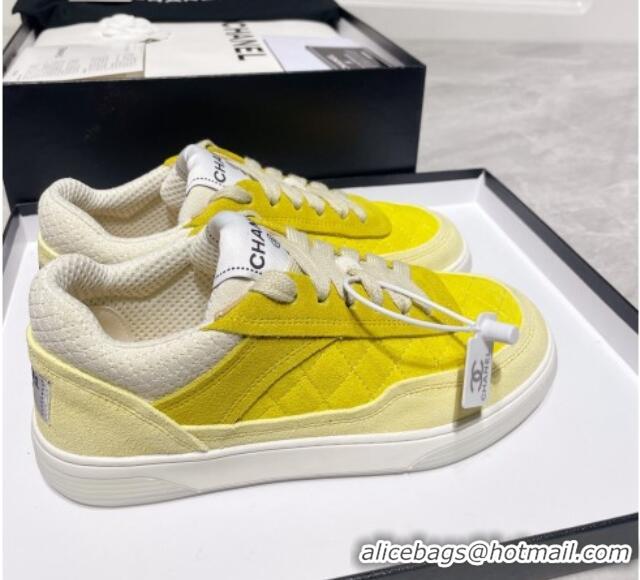 New Style Chanel Suede Sneakers 111701 Yellow