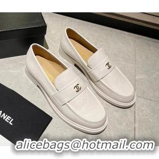 Best Product Chanel Shiny Calfskin Loafers G38048 White