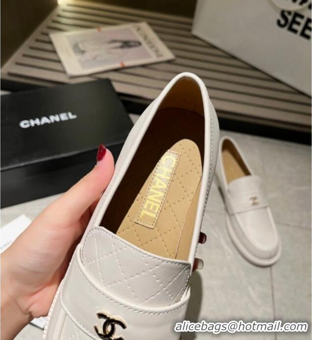 Best Product Chanel Shiny Calfskin Loafers G38048 White