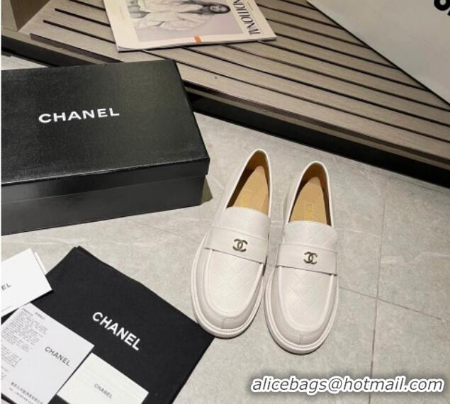 Best Product Chanel Shiny Calfskin Loafers G38048 White