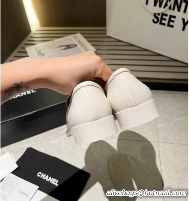 Best Product Chanel Shiny Calfskin Loafers G38048 White