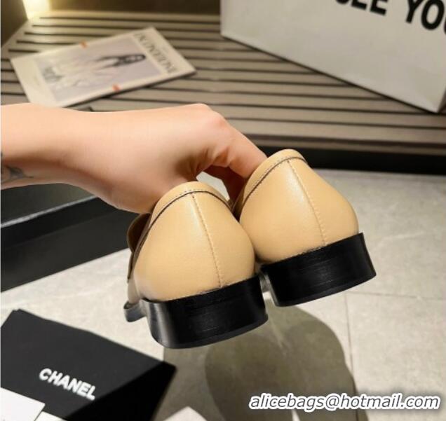 Top Design Chanel Shiny Calfskin Loafers G38048 Beige