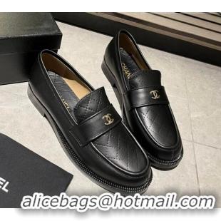 Top Grade Chanel Shiny Calfskin Loafers G38048 Black