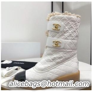 Best Grade Chanel Shearling Short Boots 5cm 111713 White