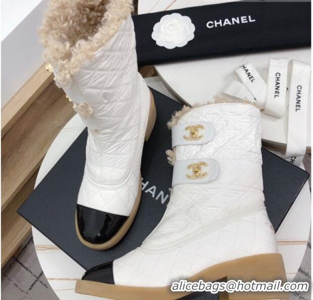 Best Grade Chanel Shearling Short Boots 5cm 111713 White