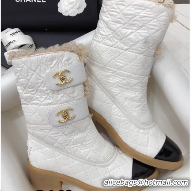 Best Grade Chanel Shearling Short Boots 5cm 111713 White