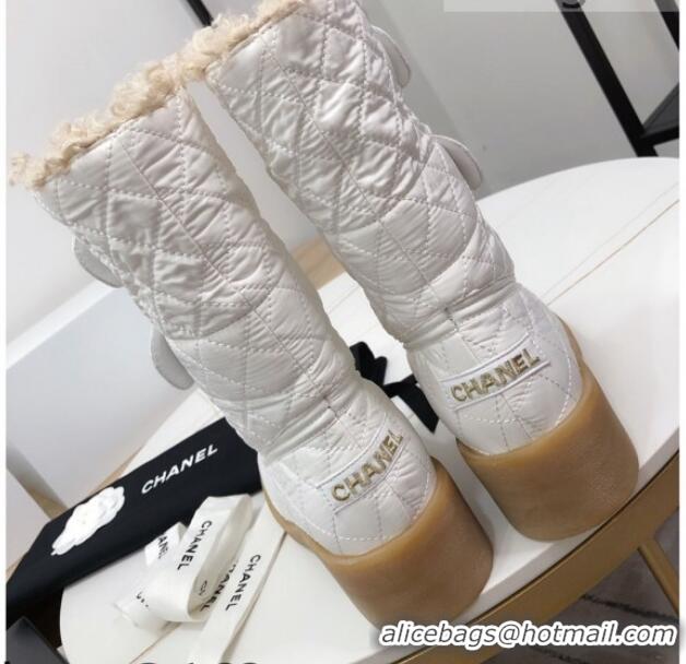 Best Grade Chanel Shearling Short Boots 5cm 111713 White