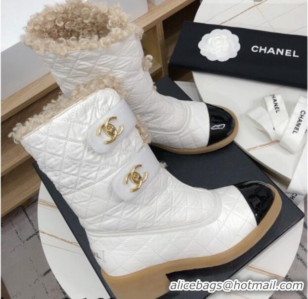 Best Grade Chanel Shearling Short Boots 5cm 111713 White