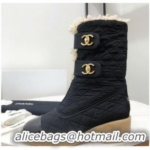 Good Product Chanel Shearling Short Boots 5cm 111713 Black