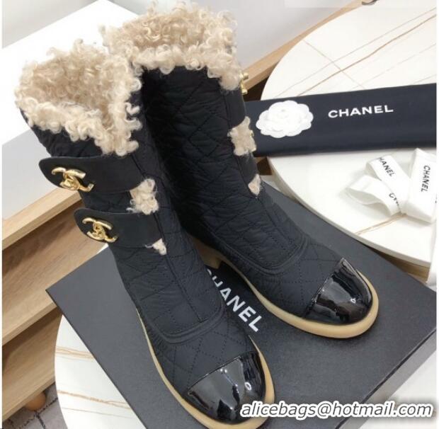 Good Product Chanel Shearling Short Boots 5cm 111713 Black