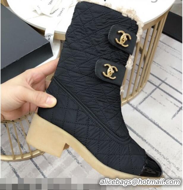 Good Product Chanel Shearling Short Boots 5cm 111713 Black