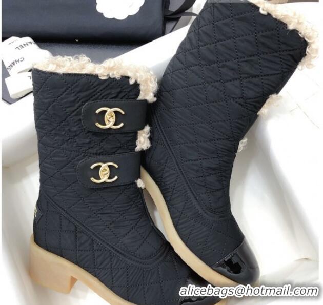 Good Product Chanel Shearling Short Boots 5cm 111713 Black