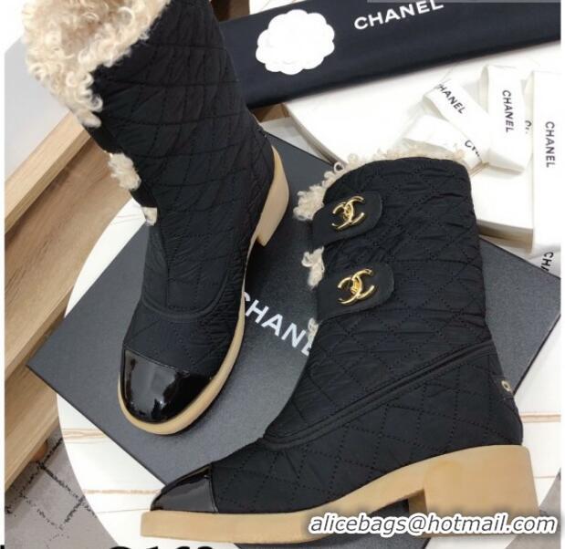 Good Product Chanel Shearling Short Boots 5cm 111713 Black