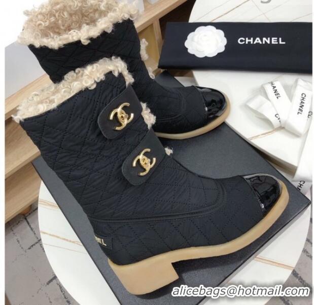 Good Product Chanel Shearling Short Boots 5cm 111713 Black