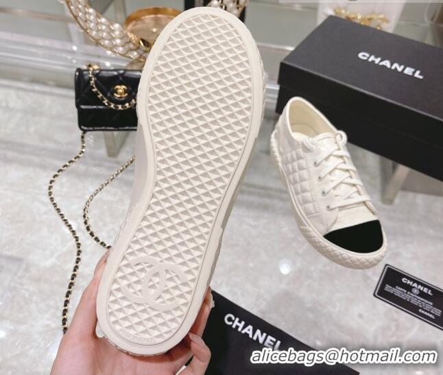 Super Quality Chanel Leather Low-Top Sneakers 111718 White