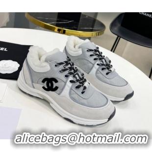 Unique Grade Chanel Suede & Mesh Wool Sneakers G38299 Light Gray