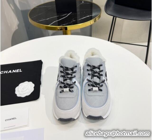 Unique Grade Chanel Suede & Mesh Wool Sneakers G38299 Light Gray