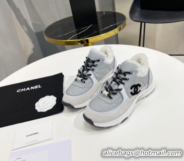 Unique Grade Chanel Suede & Mesh Wool Sneakers G38299 Light Gray