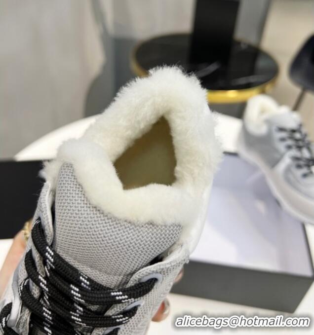 Unique Grade Chanel Suede & Mesh Wool Sneakers G38299 Light Gray