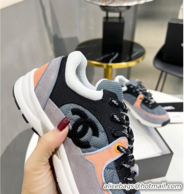 Best Luxury Chanel Suede & Mesh Wool Sneakers G38299 Gray/Orange