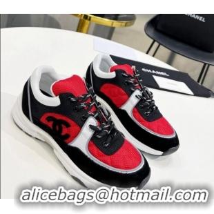 New Style Chanel Suede & Mesh Sneakers G38299 Red/Black