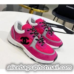 Perfect Chanel Suede & Mesh Sneakers G38299 Hot Pink