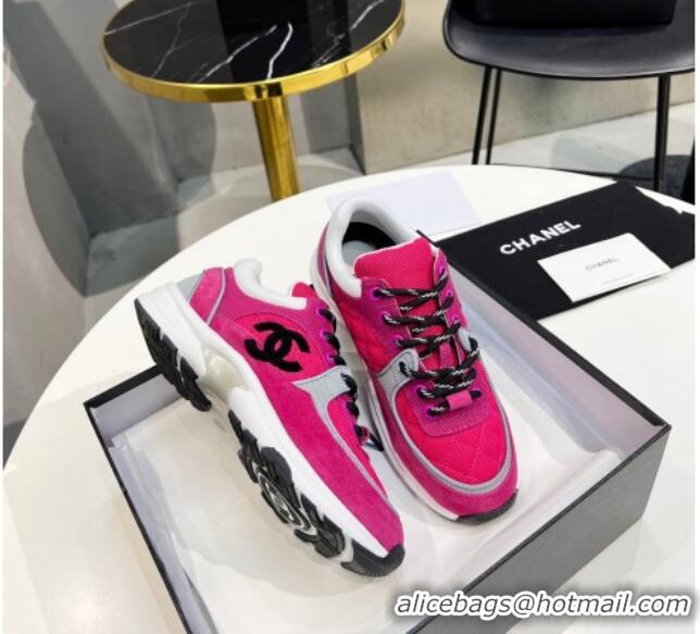 Perfect Chanel Suede & Mesh Sneakers G38299 Hot Pink