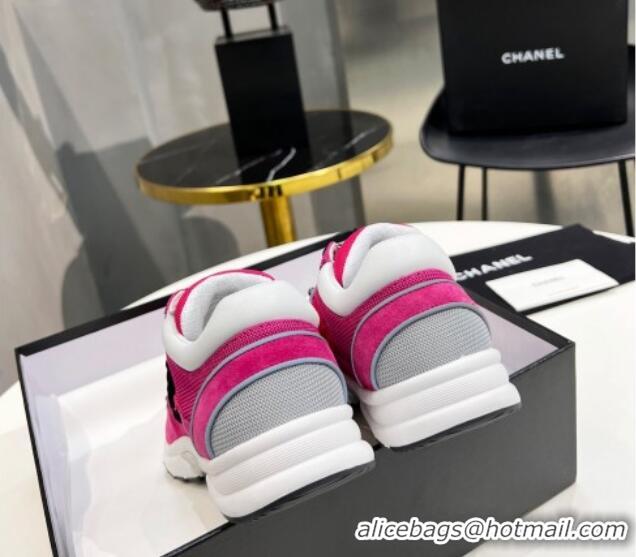 Perfect Chanel Suede & Mesh Sneakers G38299 Hot Pink