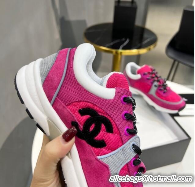 Perfect Chanel Suede & Mesh Sneakers G38299 Hot Pink