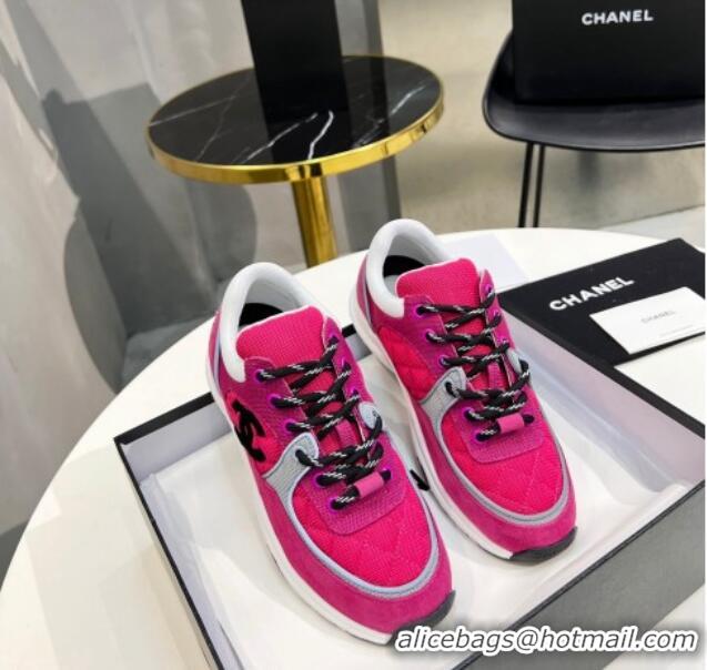 Perfect Chanel Suede & Mesh Sneakers G38299 Hot Pink