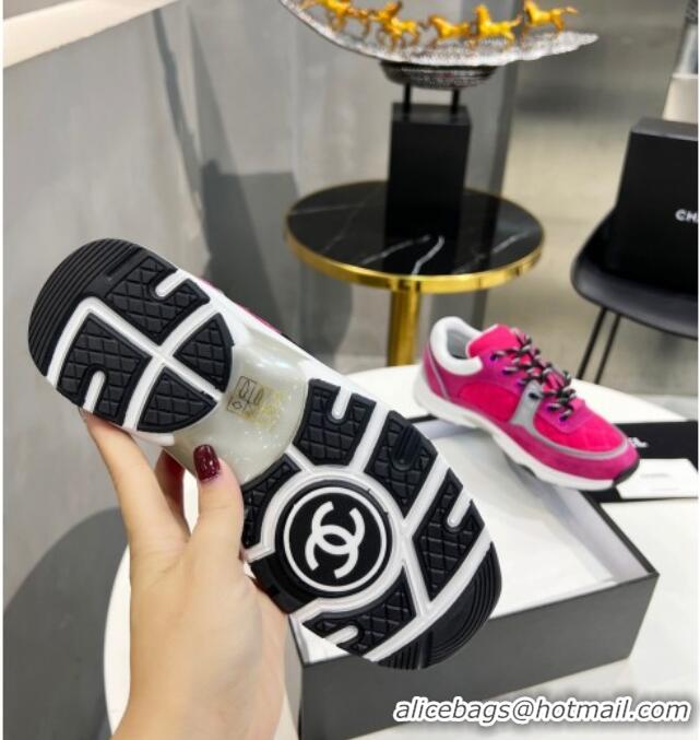 Perfect Chanel Suede & Mesh Sneakers G38299 Hot Pink