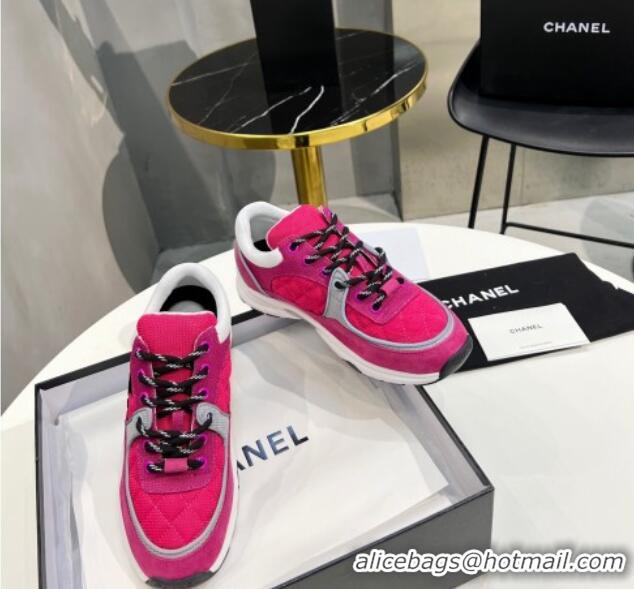 Perfect Chanel Suede & Mesh Sneakers G38299 Hot Pink