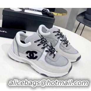 Top Quality Chanel Suede & Mesh Sneakers G38299 Light Gray