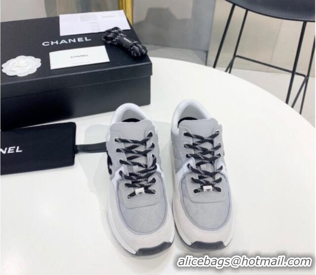 Top Quality Chanel Suede & Mesh Sneakers G38299 Light Gray