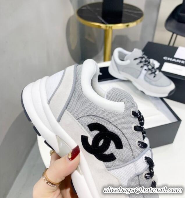 Top Quality Chanel Suede & Mesh Sneakers G38299 Light Gray