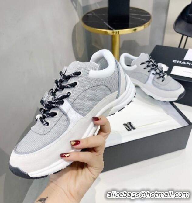 Top Quality Chanel Suede & Mesh Sneakers G38299 Light Gray