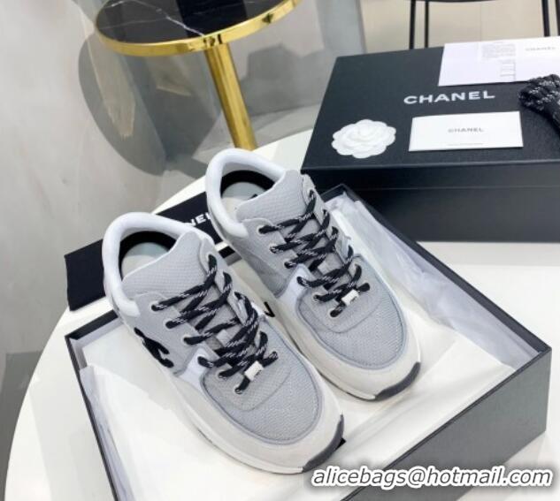 Top Quality Chanel Suede & Mesh Sneakers G38299 Light Gray