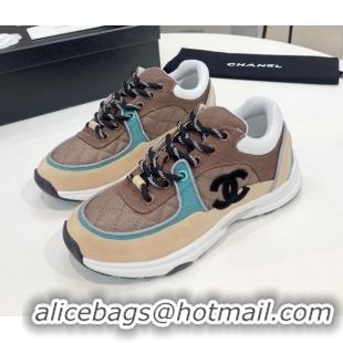 Super Quality Chanel Suede & Mesh Sneakers G38299 Brown