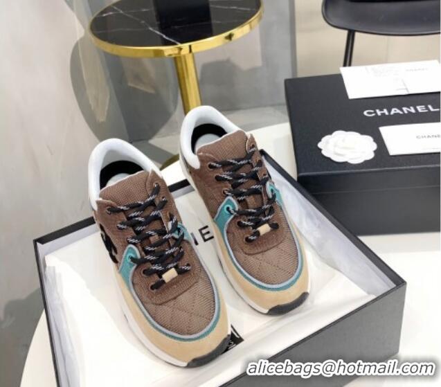 Super Quality Chanel Suede & Mesh Sneakers G38299 Brown