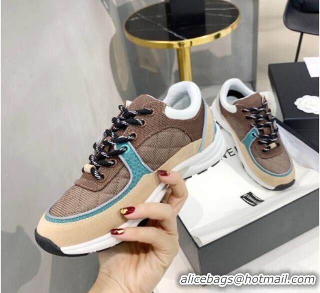 Super Quality Chanel Suede & Mesh Sneakers G38299 Brown