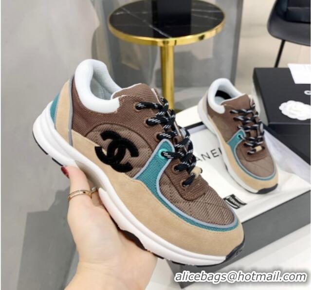 Super Quality Chanel Suede & Mesh Sneakers G38299 Brown