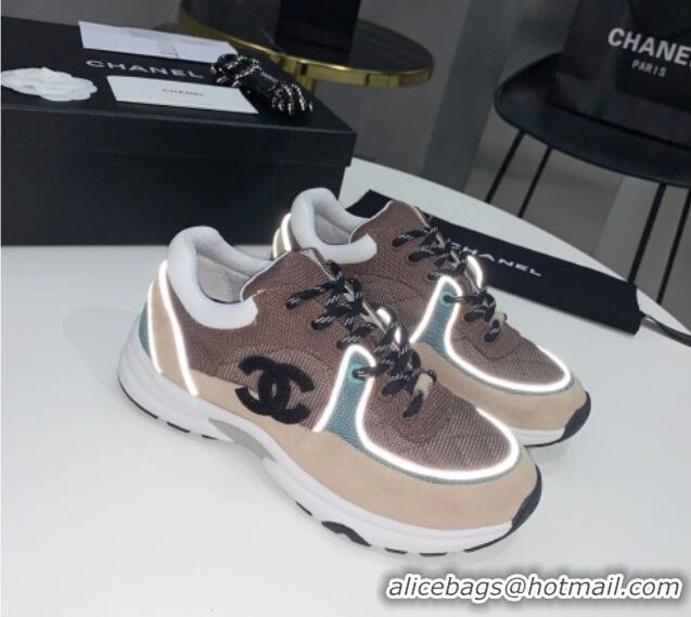 Super Quality Chanel Suede & Mesh Sneakers G38299 Brown