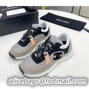 AAAAA Chanel Suede & Mesh Sneakers G38299 Gray/Orange