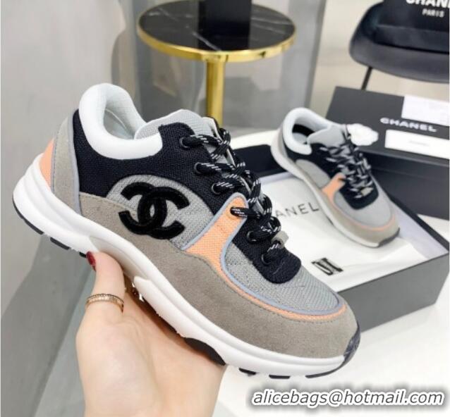 AAAAA Chanel Suede & Mesh Sneakers G38299 Gray/Orange