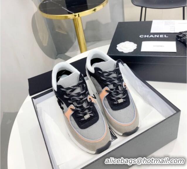 AAAAA Chanel Suede & Mesh Sneakers G38299 Gray/Orange